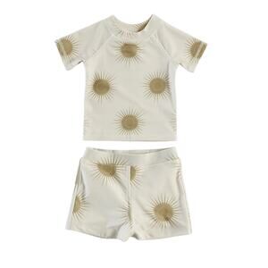 Kate Quinn Sun Short Sleeve Rash Guard Tee & Swim Shorts Set  Size 12-18 Months